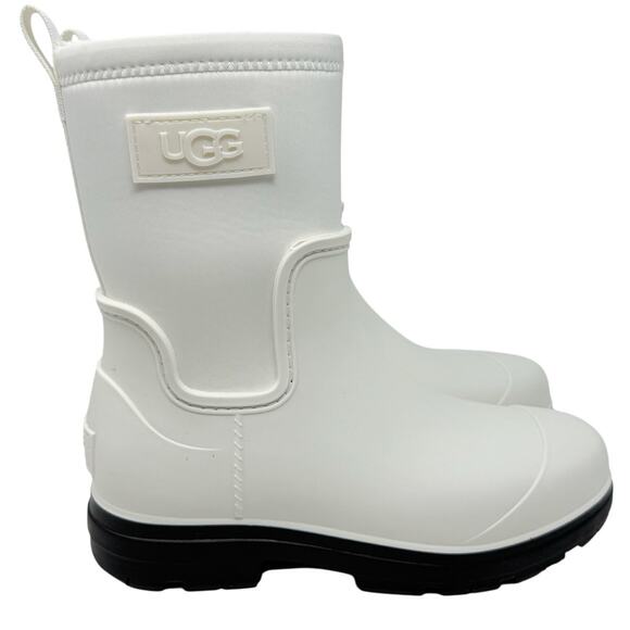 UGG Droplet Mid White Rain Boots Women's 7 Waterproof UGGplush Lined - Picture 2 of 10